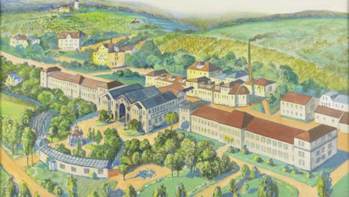Die Kuranlagen Bad Mergentheims in einer Darstellung aus dem Jahr 1909.