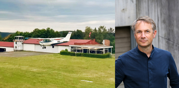 Jo Lendle erzählt literarisch aus dem Leben von Flugpionierin Amelia Earhart – und das stilecht im Hangar in Unterschüpf. Teilnehmende können optional sogar selbst abheben. (Bilder: LSV Bauland, Heike Bogenberger)