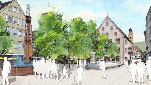 Der Hans-Heinrich-Ehrler-Platz wird aufgewertet und bildet eine stärkere Einheit mit dem Unteren Markt.