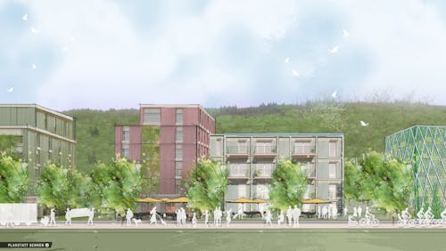 Von der Gewerbebrache zum hoch-innovativen Quartier, das neuen Wohnraum schafft - und das Ganze auf kurzen Wegen ans Zentrum angebunden.