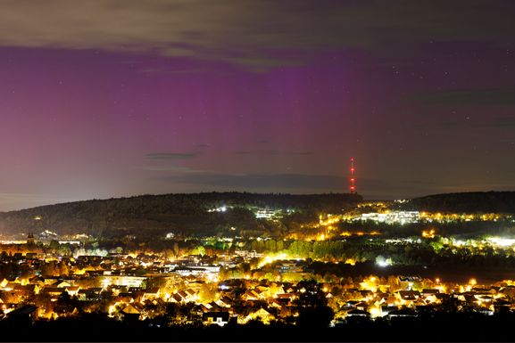 Polarlichter über Bad Mergentheim am 10. Oktober. (Foto: Jens Hackmann)